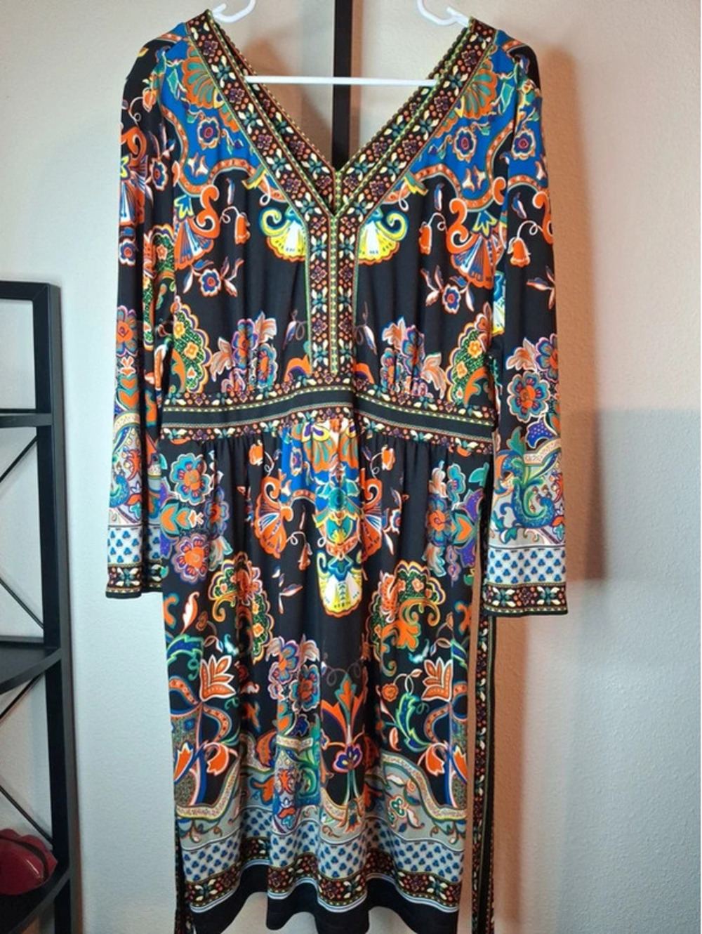 ECI New York multicolored floral and paisley print V-neck dress NWT size XXL